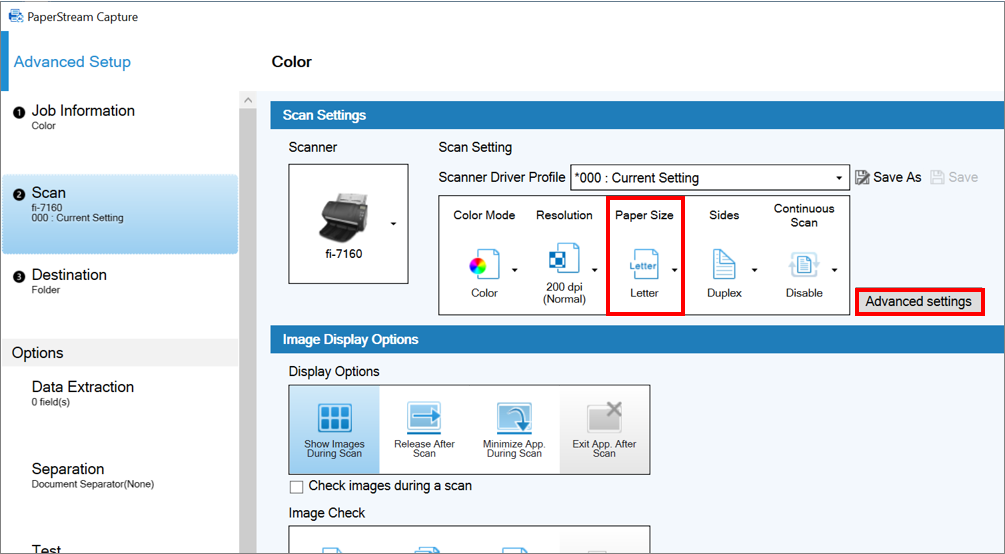 The output image size is smaller than the scanned document 
